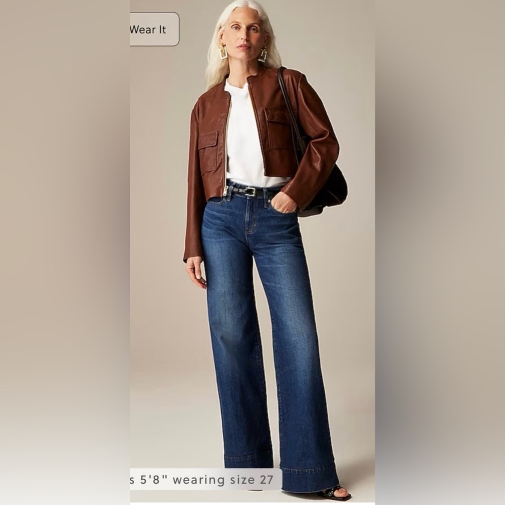 J. Crew Blue Wide Leg Flare Jeans with Vintage Wash